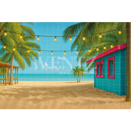 Fabric Photography Background Summer Beach / Backdrop 8028