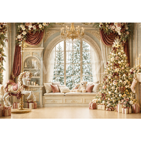 Fabric Photography Background Christmas Room / Backdrop 8832