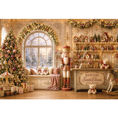 Fabric Photography Background Christmas Room / Backdrop 8833