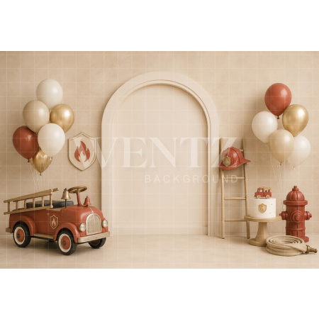 Fabric Photography Background Fireman Cake Smash / Backdrop 8698