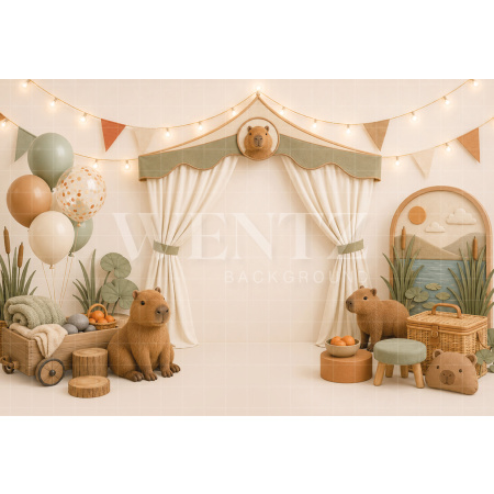 Fabric Photography Background Capybaras Cake Smash / Backdrop 8789