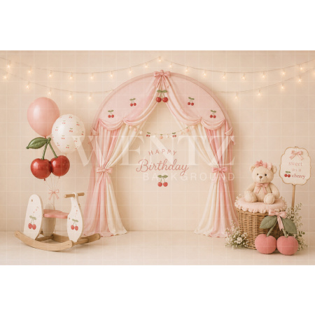 Fabric Photography Background Cherry Cake Smash / Backdrop 8714