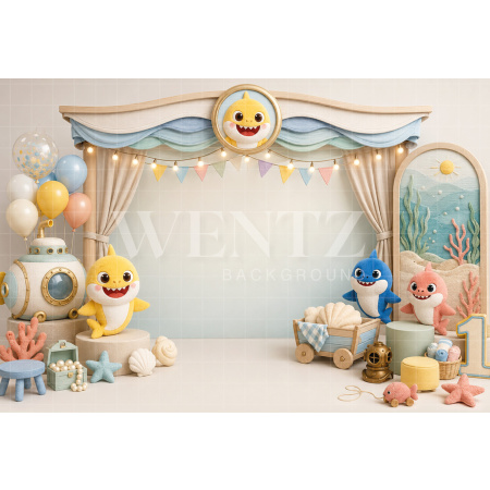 Fabric Photography Background Ocean Floor Cake Smash / Backdrop 8804
