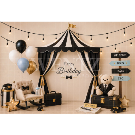 Fabric Photography Background Little Boss Cake Smash / Backdrop 8717