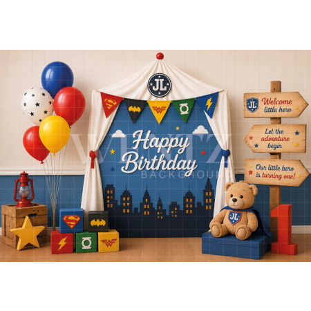 Fabric Photography Background Superhero Cake Smash / Backdrop 8740