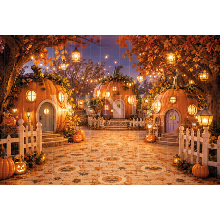 Fabric Photography Background Village Halloween / Backdrop 8900