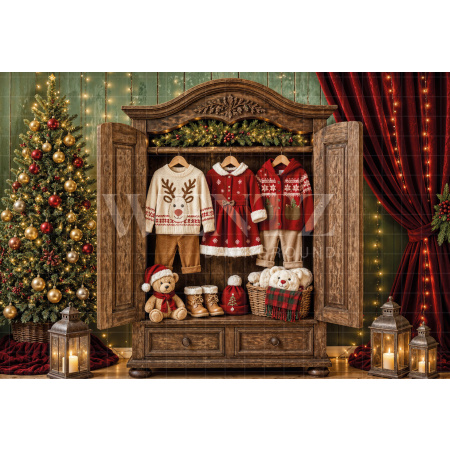 Fabric Photography Background Christmas Closet / Backdrop 8550