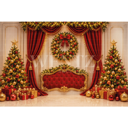 Fabric Photography Background Christmas Headboard / Backdrop 8526