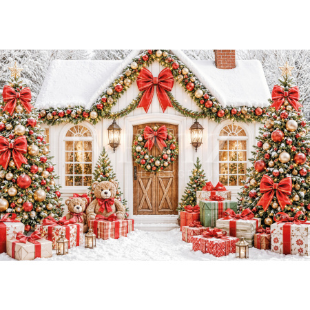 Fabric Photography Background Christmas House / Backdrop 8536