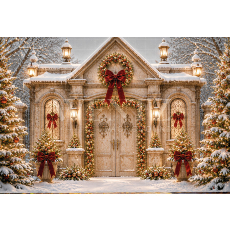 Fabric Photography Background Christmas House / Backdrop 8544