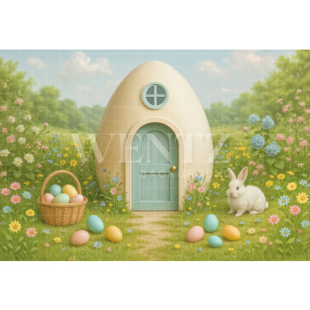 Fabric Photography Background Easter Rabbit House / Backdrop 8052