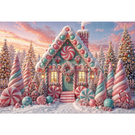Fabric Photography Background Christmas House / Backdrop 8487