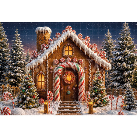 Fabric Photography Background Christmas House / Backdrop 8488