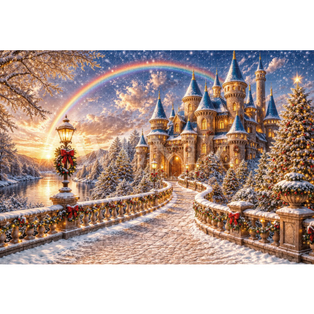 Fabric Photography Background Christmas Castle / Backdrop 8527