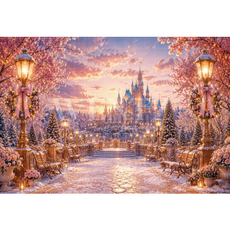 Fabric Photography Background Christmas Castle / Backdrop 8568