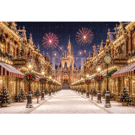 Fabric Photography Background Christmas Castle / Backdrop 8571