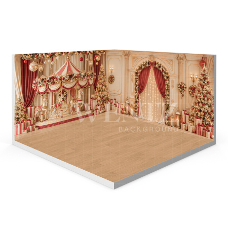 Fabric Photography Background Christmas Carousel Set 3D / WTZ208