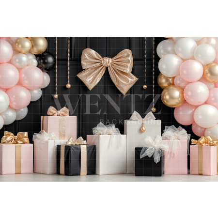 Fabric Photographic Background with Balloons and Gifts / Backdrop 8164