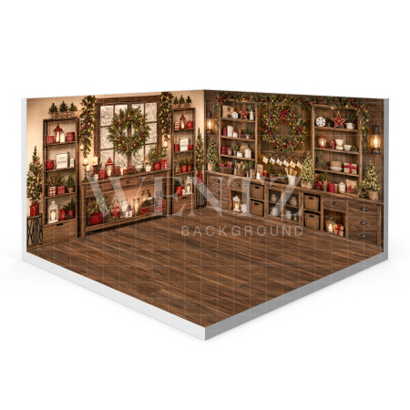 Fabric Photography Background Christmas Kitchen Set 3D / WTZ201