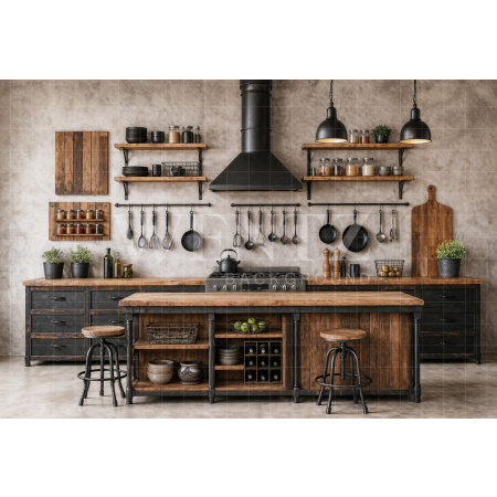 Fabric Photography Background Father's Day Kitchen / Backdrop 8376