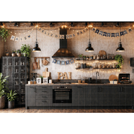 Fabric Photography Background Father's Day Kitchen / Backdrop 8383