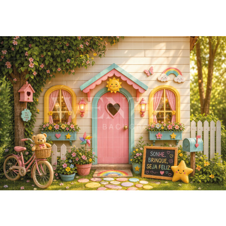 Fabric Photography Background Dollhouse Children's Day / Backdrop 8593