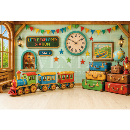 Fabric Photographic Background Train Children's Day / Backdrop 8624