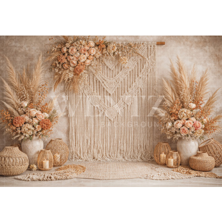 Fabric Photography Background Mother's Day Boho Wall with Macramé / Backdrop 8162