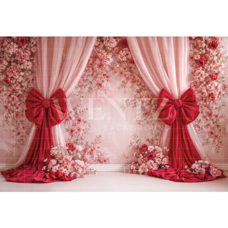 Fabric Photography Background Valentine's Day with Flowers / Backdrop 8303