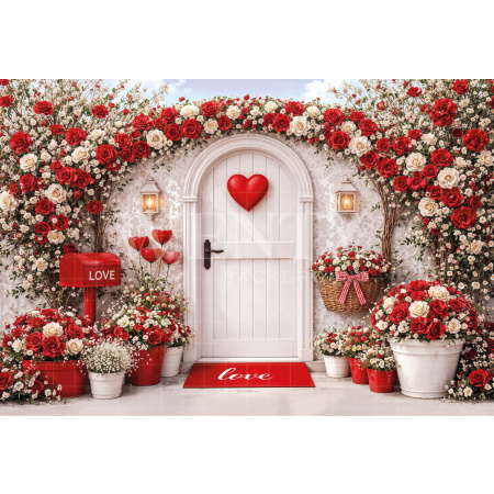 Fabric Photography Background Valentine's Day Romantic Facade / Backdrop 8314
