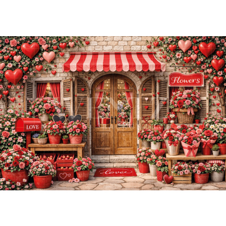 Fabric Photography Background Valentine's Day Romantic Facade / Backdrop 8315