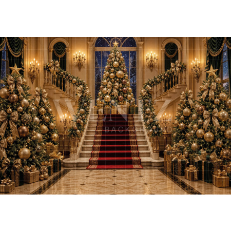 Fabric Photography Background Christmas Staircase / Backdrop 8454
