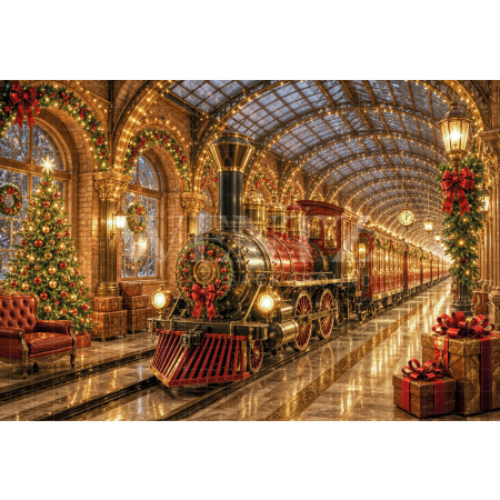 Fabric Photography Background Christmas Station / Backdrop 8474