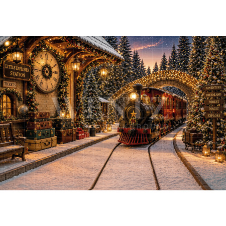 Fabric Photography Background Christmas Station / Backdrop 8504