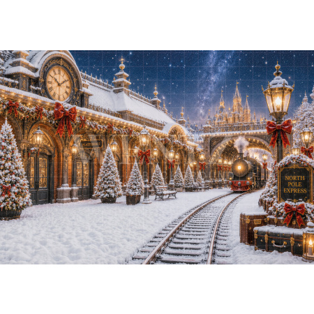 Fabric Photography Background Christmas Station / Backdrop 8569