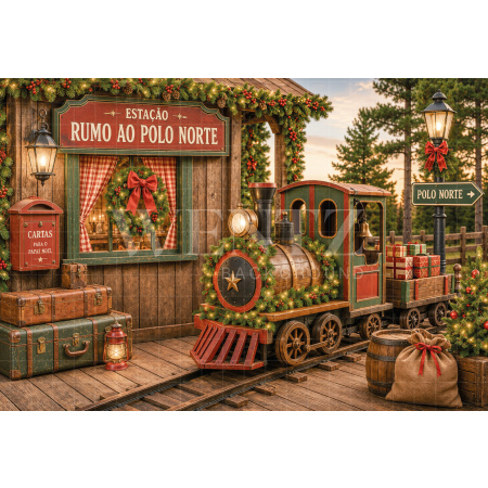 Fabric Photography Background Christmas Station / Backdrop 8577
