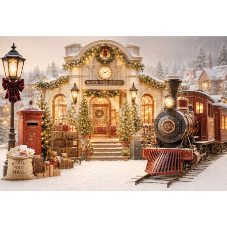 Fabric Photography Background Christmas Station / Backdrop 8886