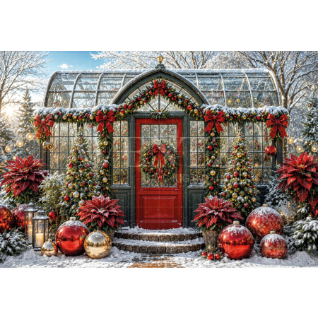 Fabric Photography Background Christmas Greenhouse / Backdrop 8480
