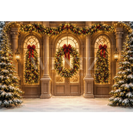 Fabric Photography Background Christmas Facade / Backdrop 8493