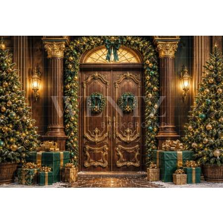 Fabric Photography Background Christmas Facade / Backdrop 8506