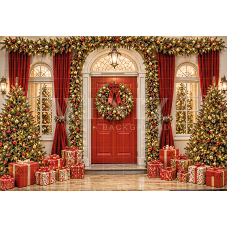 Fabric Photography Background Christmas Facade / Backdrop 8542