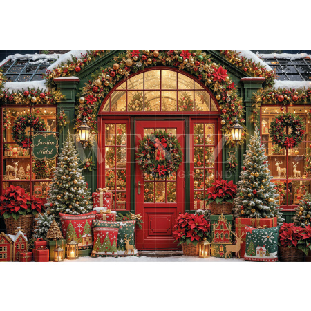 Fabric Photography Background Christmas Facade / Backdrop 8883