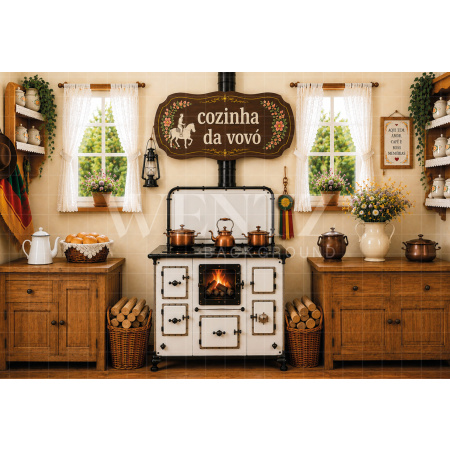 Fabric Photography Background Farm Kitchen / Backdrop 8641
