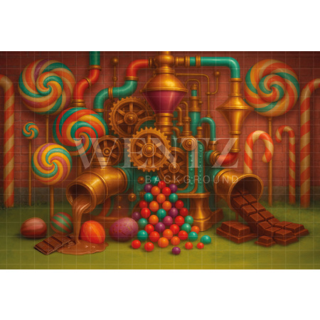 Fabric Photography Background Easter Chocolate Factory / Backdrop 8001