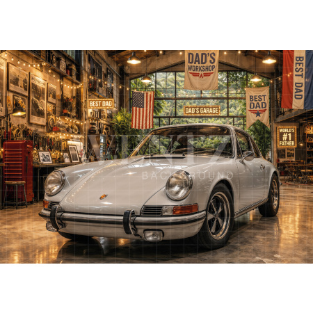 Fabric Photography Background Father's Day Garage / Backdrop 8394