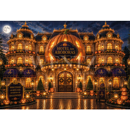 Fabric Photography Background Halloween Witches' Hotel / Backdrop 8910