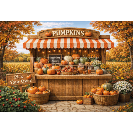 Fabric Photography Background Children's Pumpkins Stand / Backdrop 8330