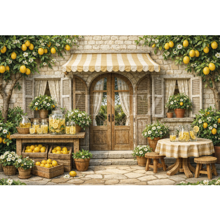 Fabric Photography Background  Children's Lemon Shop / Backdrop 8323