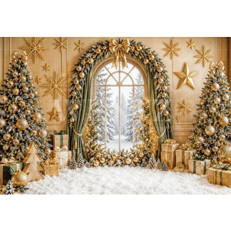Fabric Photography Background Window Christmas / Backdrop 8540