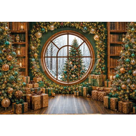 Fabric Photography Background Window Christmas / Backdrop 8546